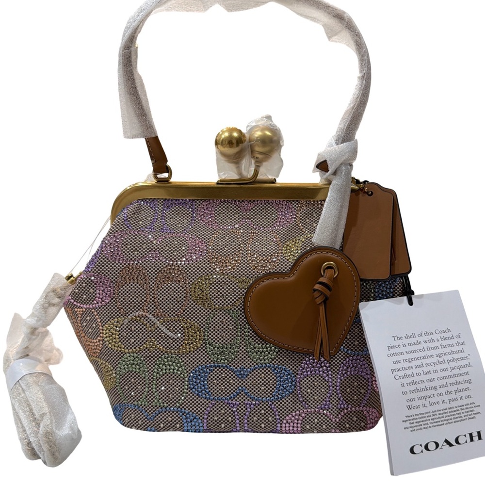Coach Rainbow Candy Kisslock 16 Signature Frame Bag Crystal Sold Out!